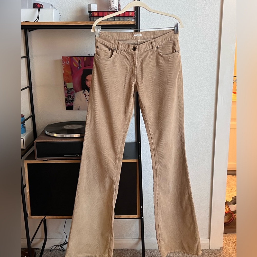 Miu Miu Vintage Low Waisted Flair Corduroy Jean Pang